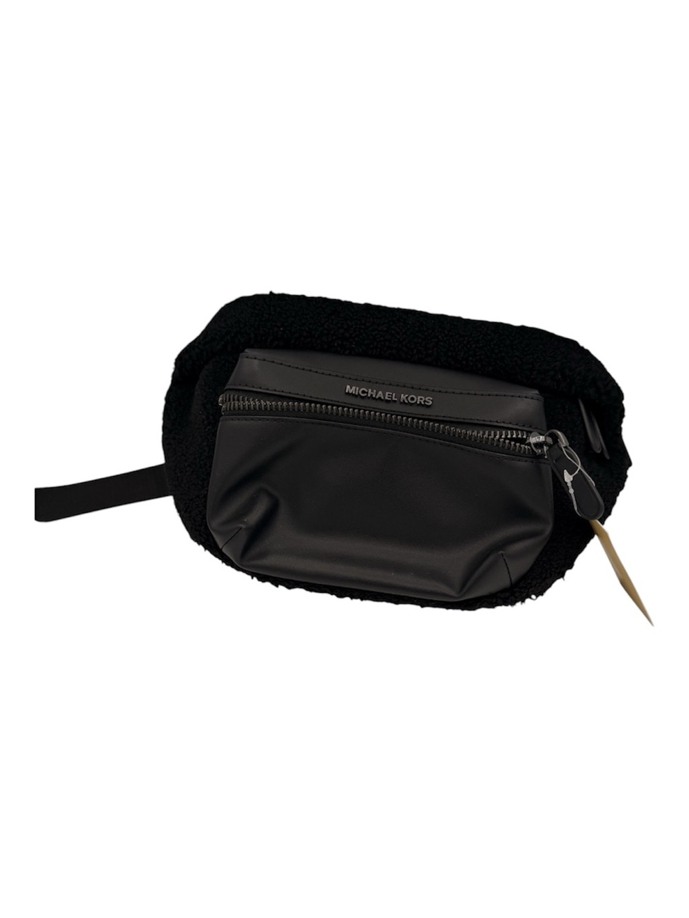 Michael Kors Black Sherpa Front-Zip Mini Belt Bag